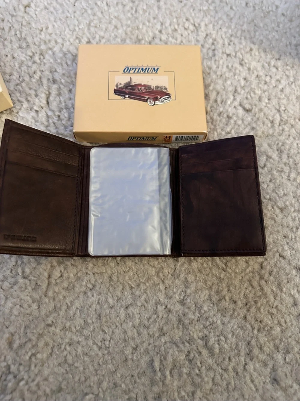 Optimum Antique Trifold with Wing Genuine Leather Wallet new in box